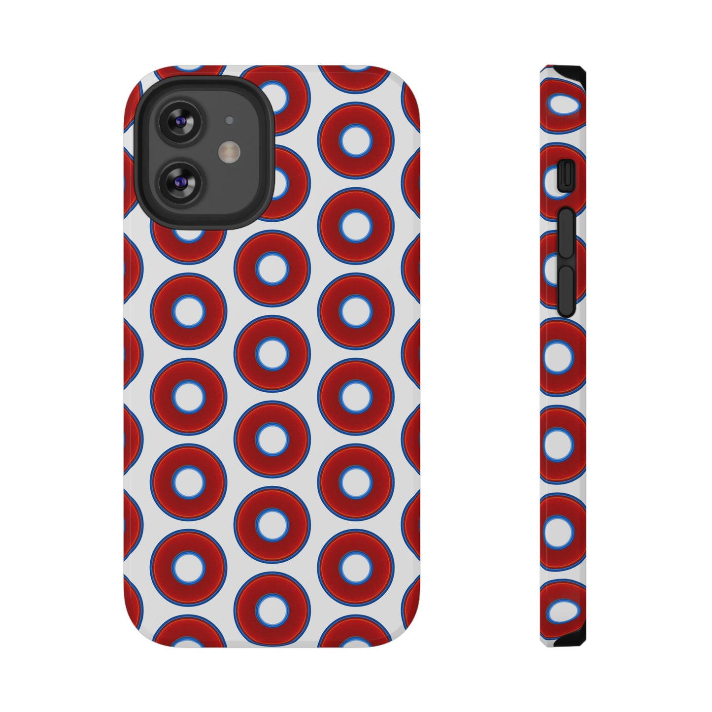 Impact-Resistant Lumpy Donut Case - red vivid donut print w/white background