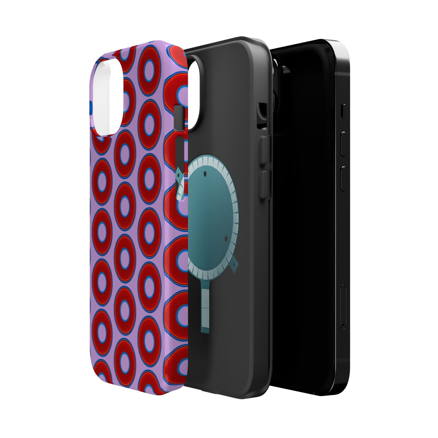 Magnetic Tough Donut Case - red vivid donut print w/wisteria purple background