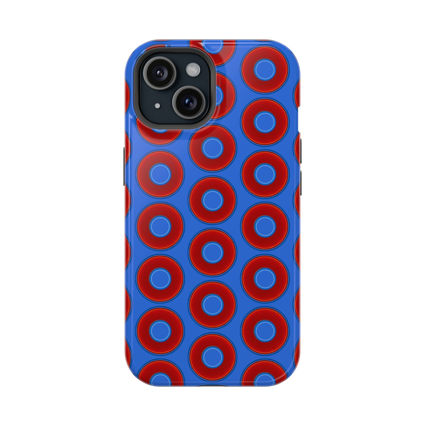 Magnetic Tough Donut Case - red vivid donut print w/medium royal blue background