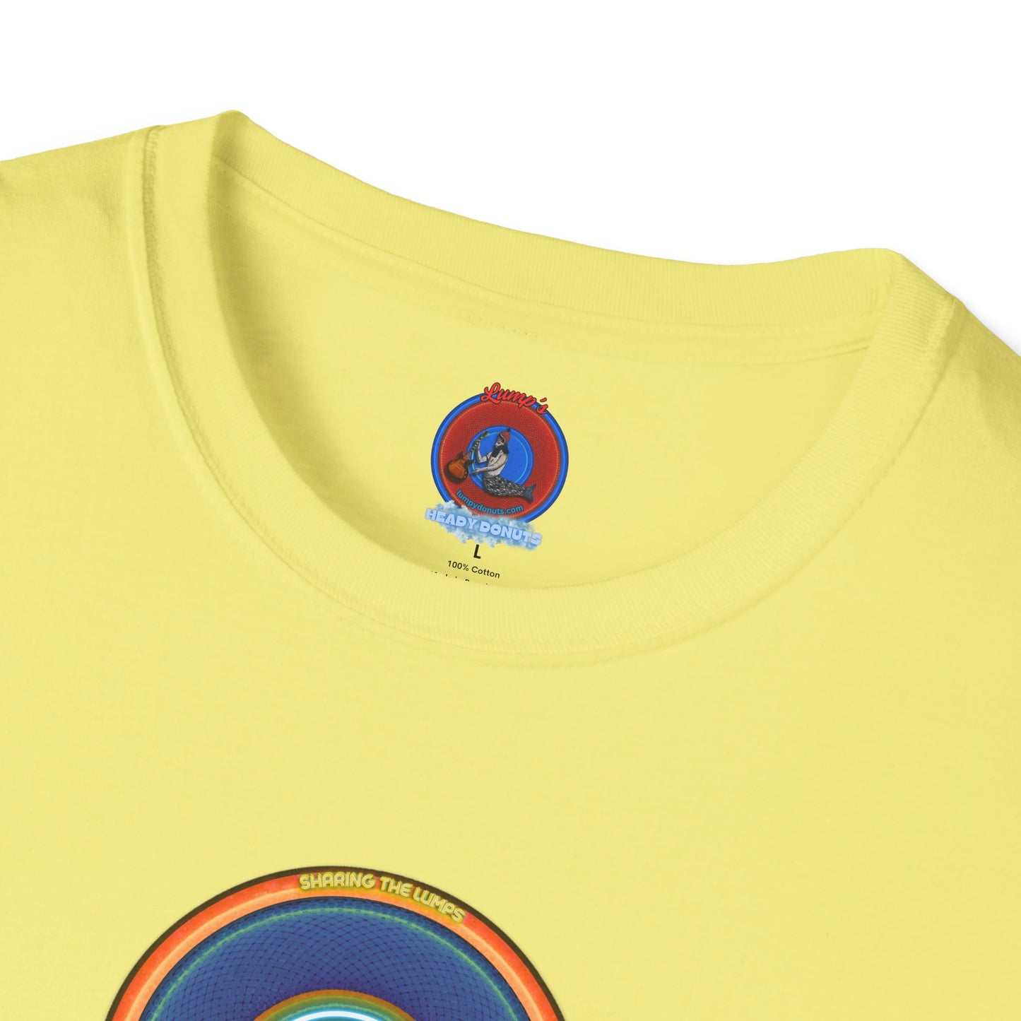 Classic Donut Tee - Unisex Soft-Style - "Lumpy Collective Donut" - blue/orange lumpy donut - variant 4
