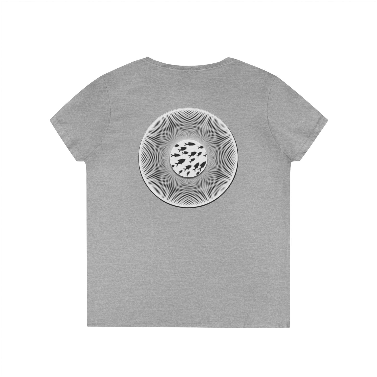 Women's Donut V-Neck Tee - "If I'm Swimming By" - variant 1 - white/black phatty donut w/