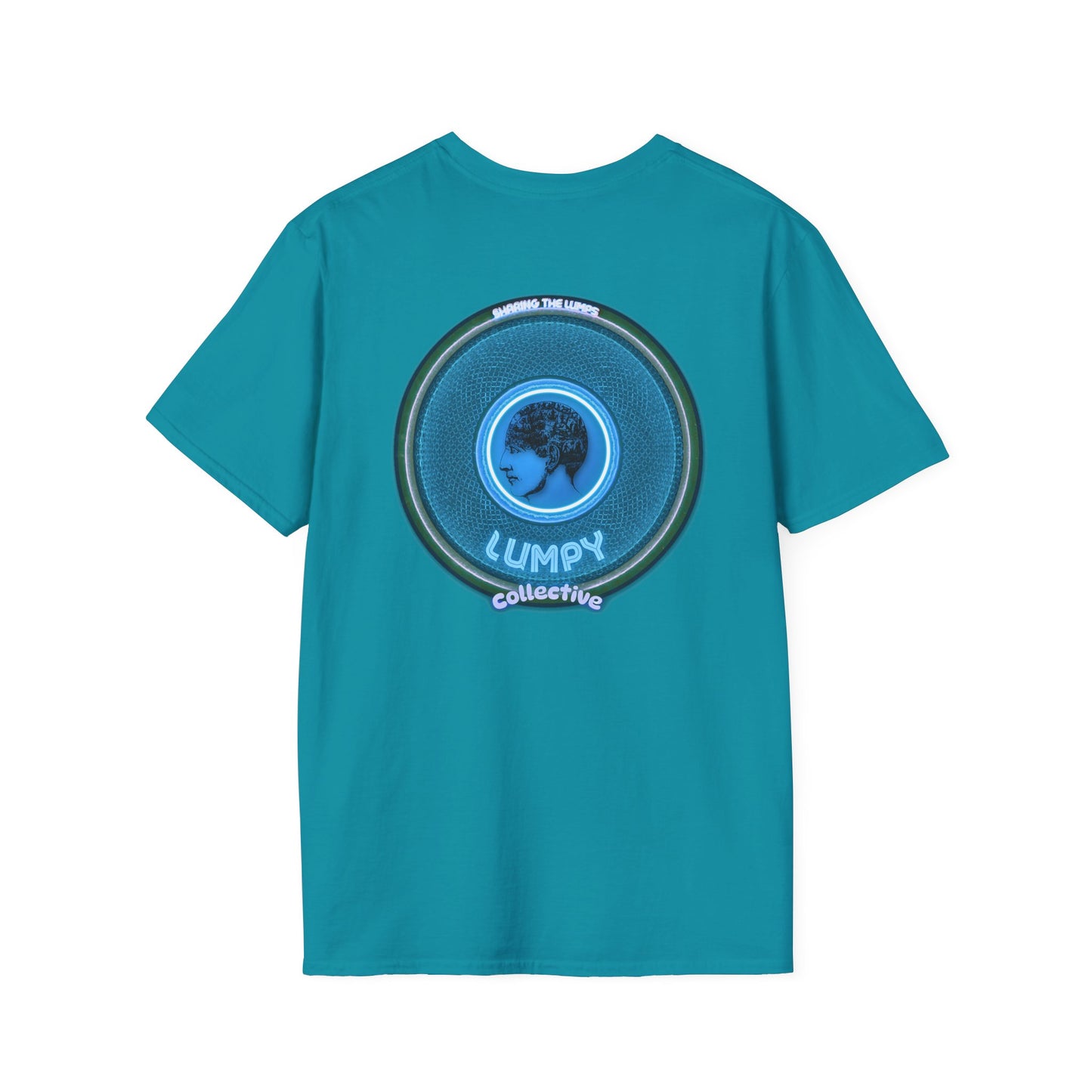 Classic Donut Tee - Unisex Soft-Style - "Lumpy Collective Donut" - aquamarine blue/green lumpy donut - variant 3