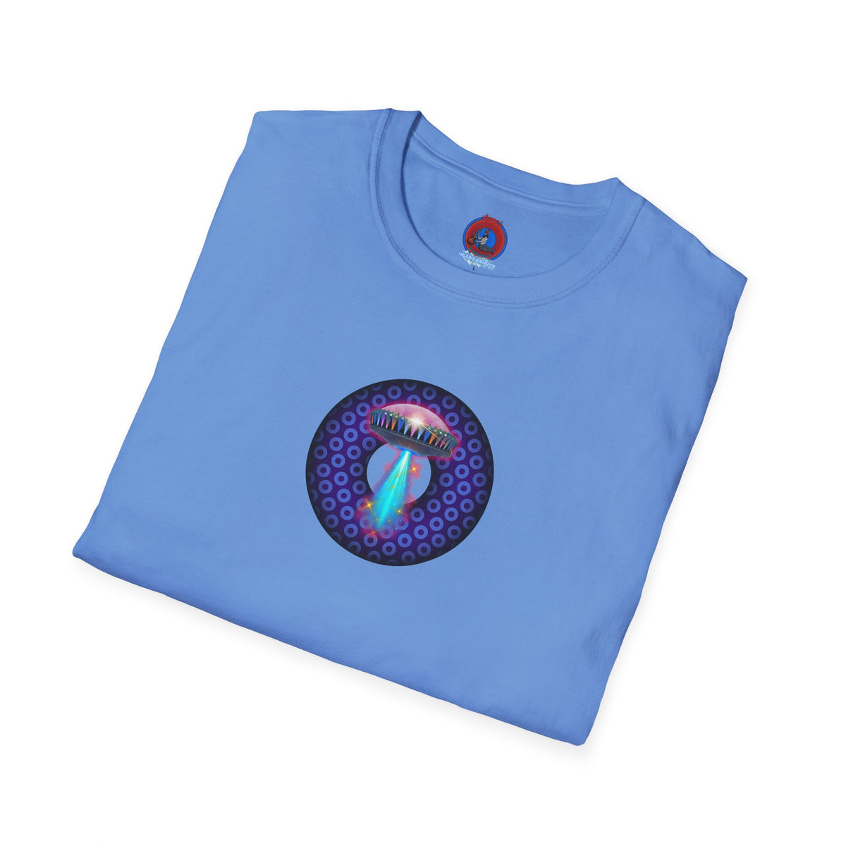 Classic Donut Tee - Unisex Soft-Style - "Donuts now Served on the Mothership" - series 1.0  - variant 5  - purple/violet paradoxical donut