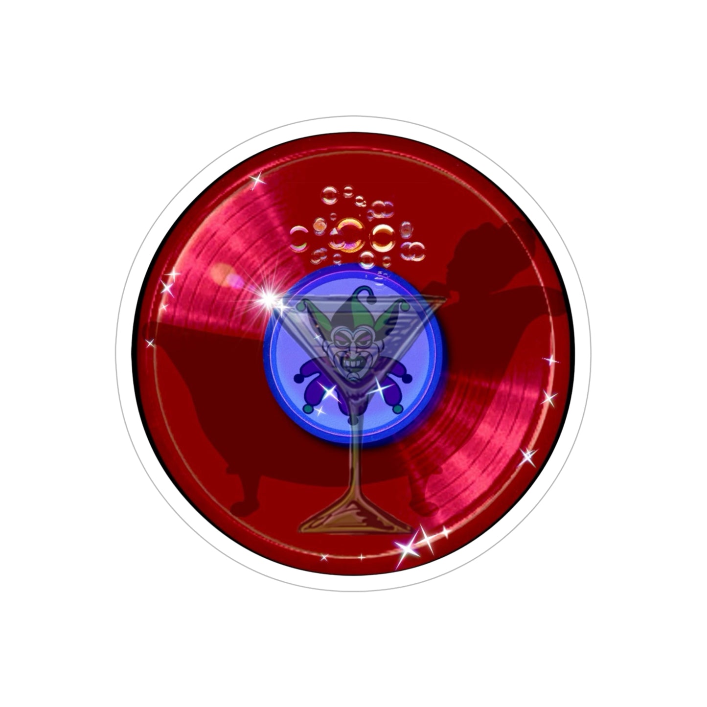 Donut Bumper/Outdoor Sticker - The Joker's Exclusive Donut" - series 1.0 - variant 3 - red donut - [Die-Cut] 6"x 6"