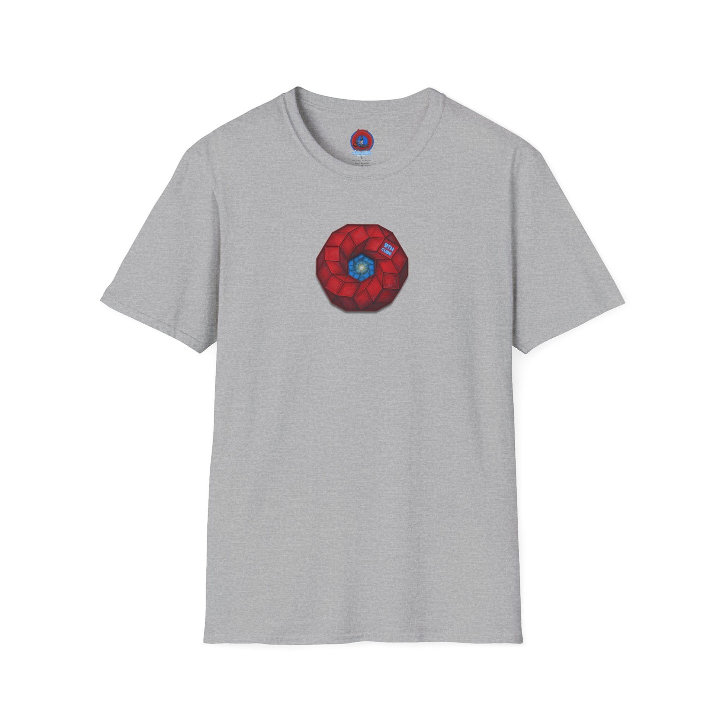 Classic Donut Tee - Unisex Soft-Style - "The 9th Donut" - rustic red/blue cubed donut - variant 2