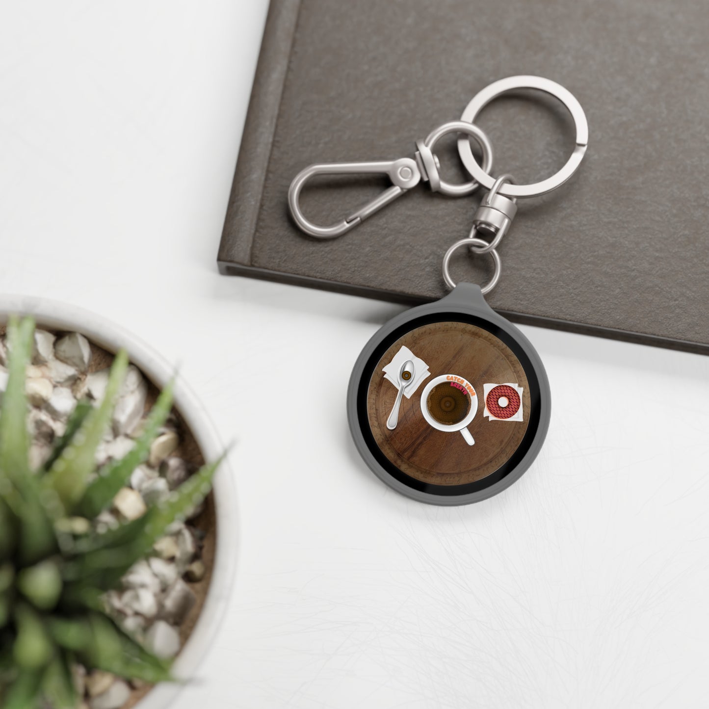 Lumpy Donut Keychain - "Coffee with my Donuts" - series 1.0 - wooden donut