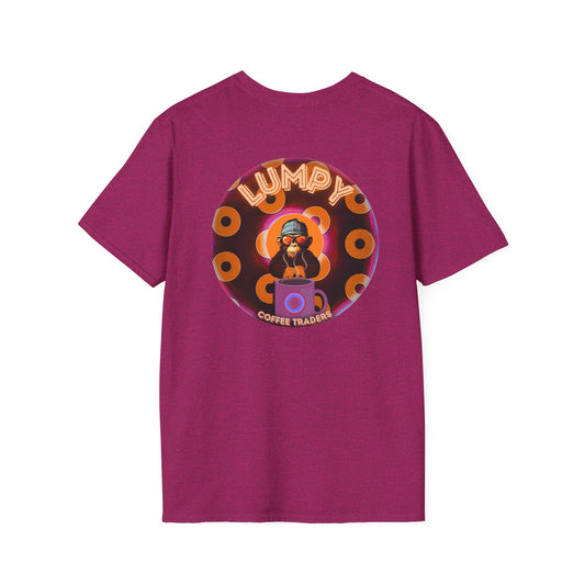 Coffee Traders Tee - Unisex Soft-Style - "Blastoff " - paradoxical donuts - variant 1 - mothership front/logo back