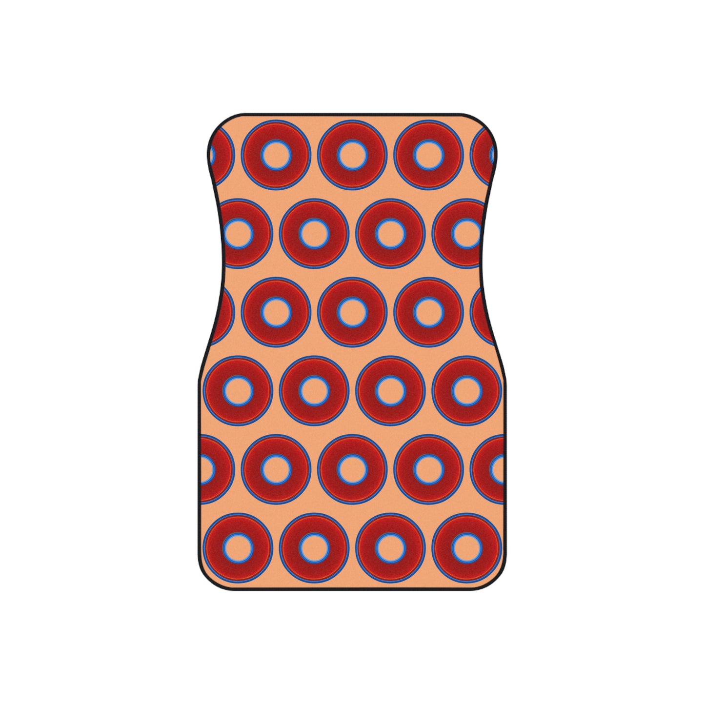 Contacted Car Mats - Set of 2/Front - vivid donut print w/peach background