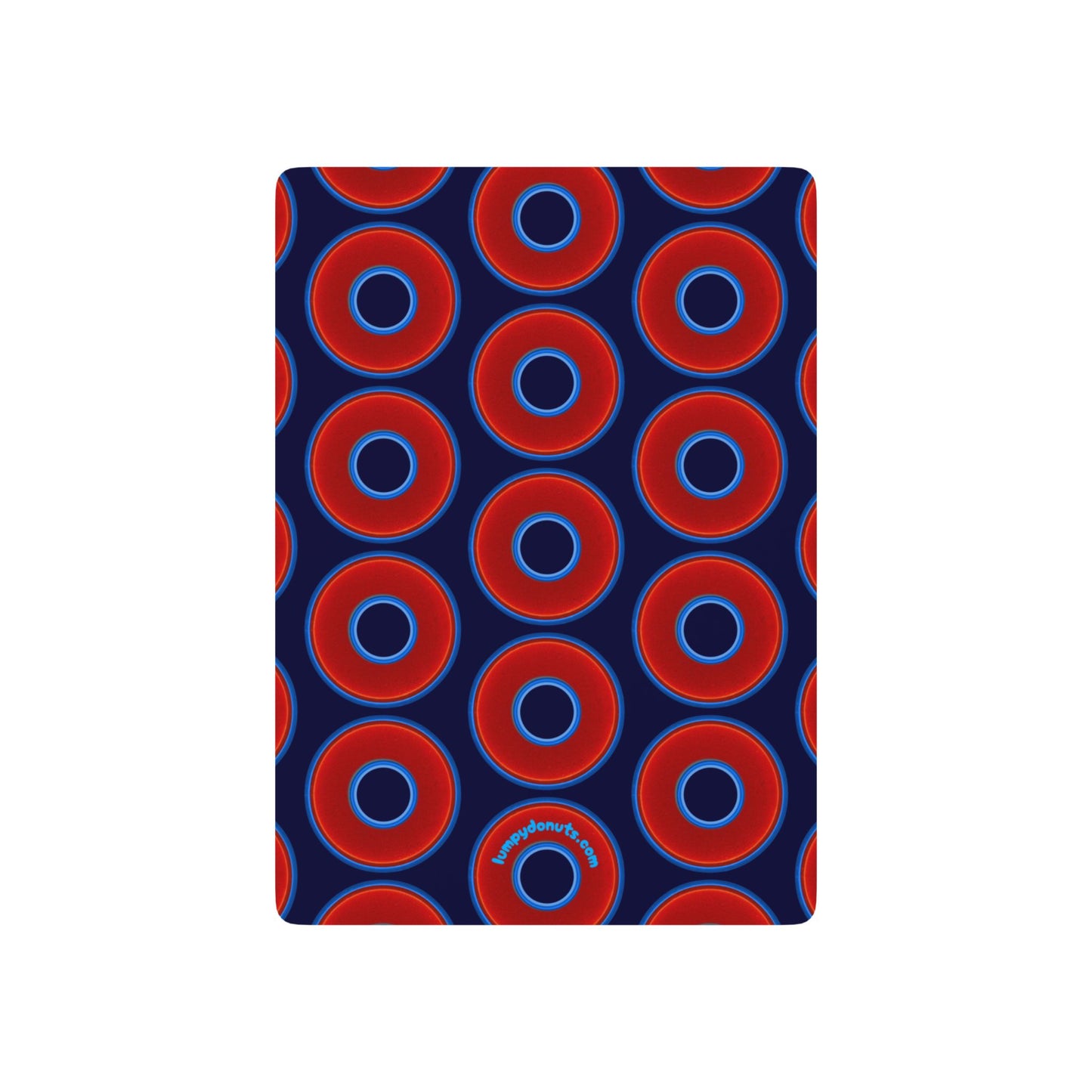 Lumpy Donut Playing Decks - 52-cards of red vivid donuts w/midnight blue background