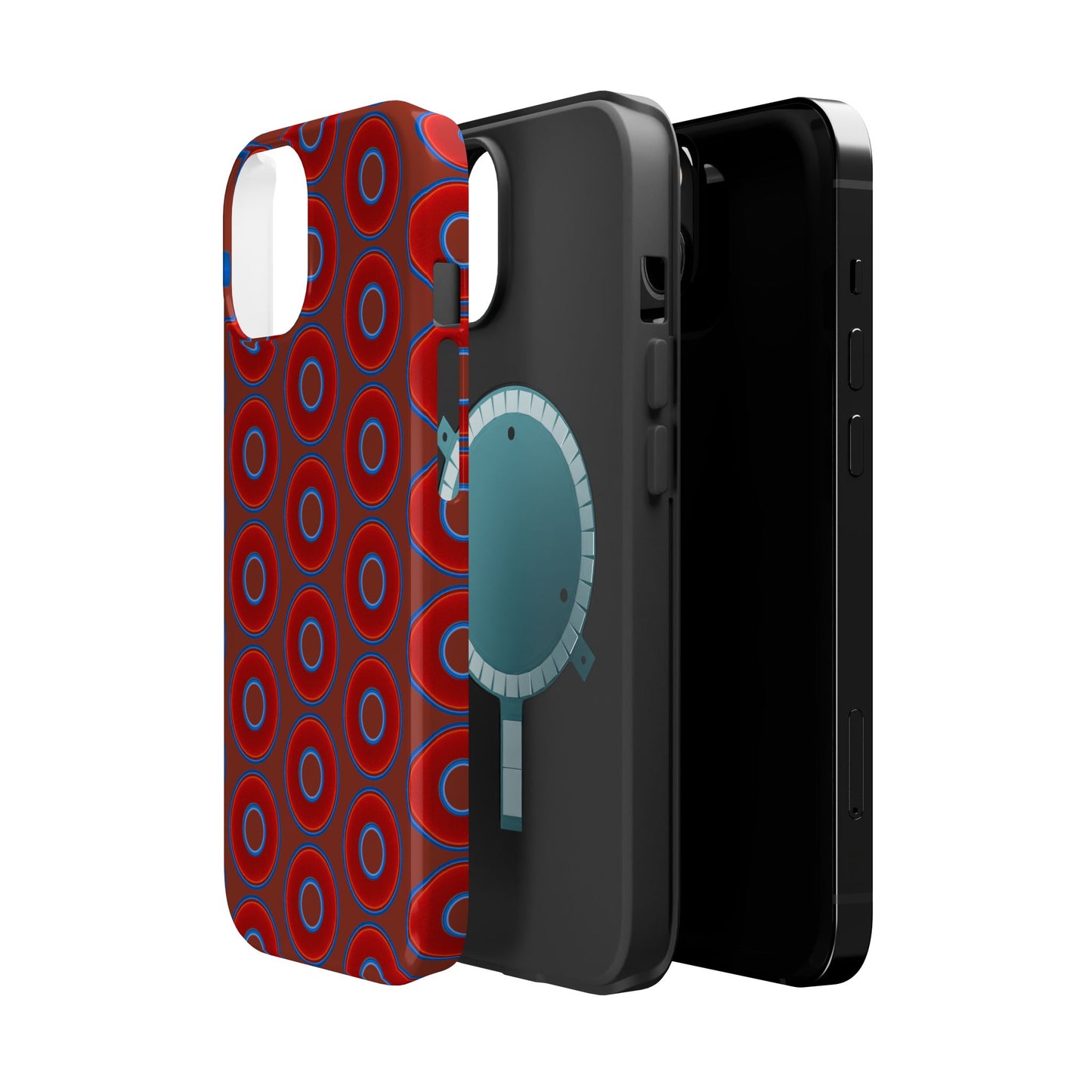 Magnetic Tough Donut Case - red vivid donut print w/burnt umber background