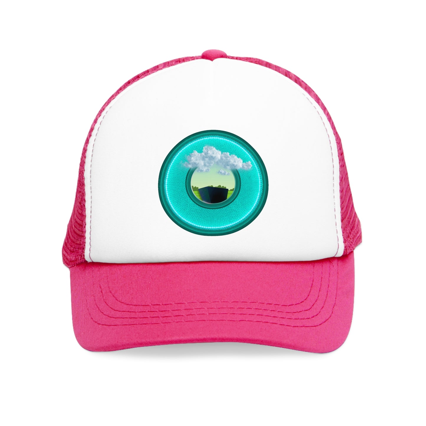 Lumpy Trucker Hat - "Got Rhombus?" - variant 3- turquoise/teal donut