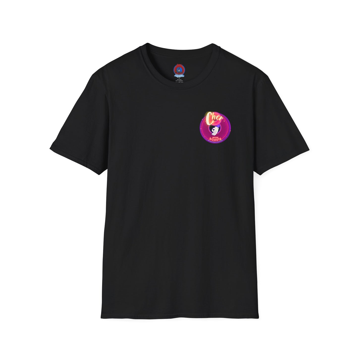 Classic Donut Tee - Unisex Soft-Style - "Cher-ing is Caring" - series 1.0  - variant 1 - magenta donuts [*charitable donut]