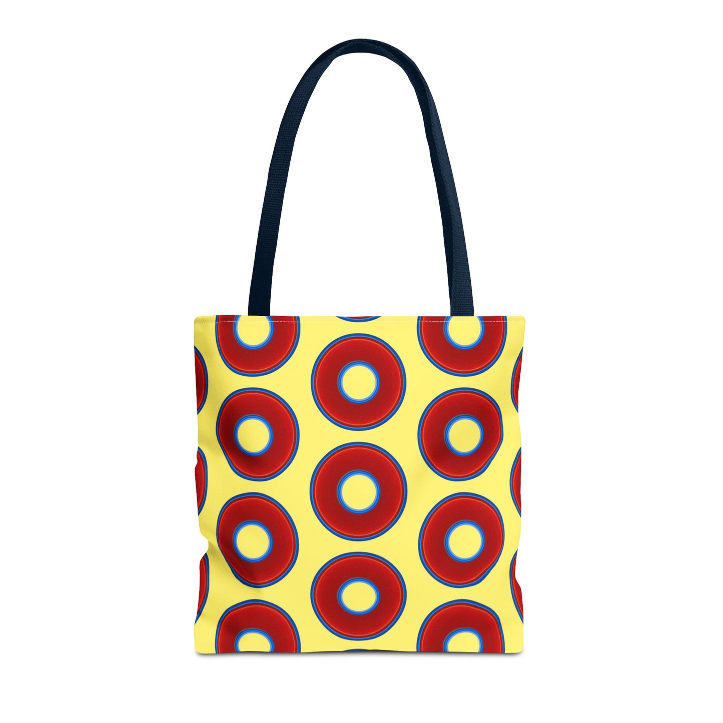 Lumpy Beach/Tote Bag - red vivid donuts w/yellow background