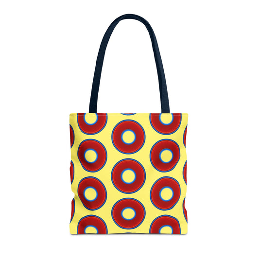 Lumpy Beach/Tote Bag - red vivid donuts w/yellow background
