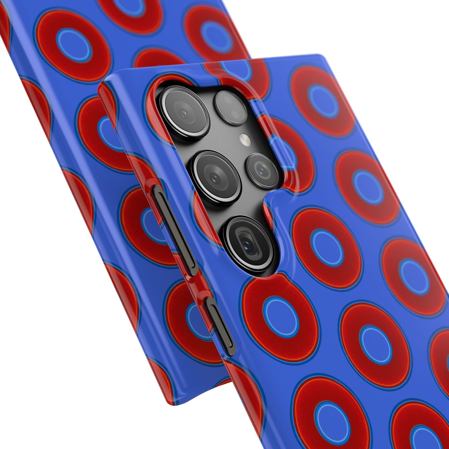 Lumpy Donut Snap Case - red vivid donut print w/royal blue background
