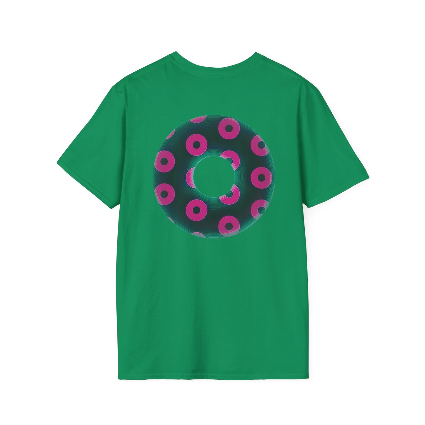Plain Donuts/Unisex Soft-Style - "Plain Blimpy Paradoxical Donuts" - dark green/magenta donuts