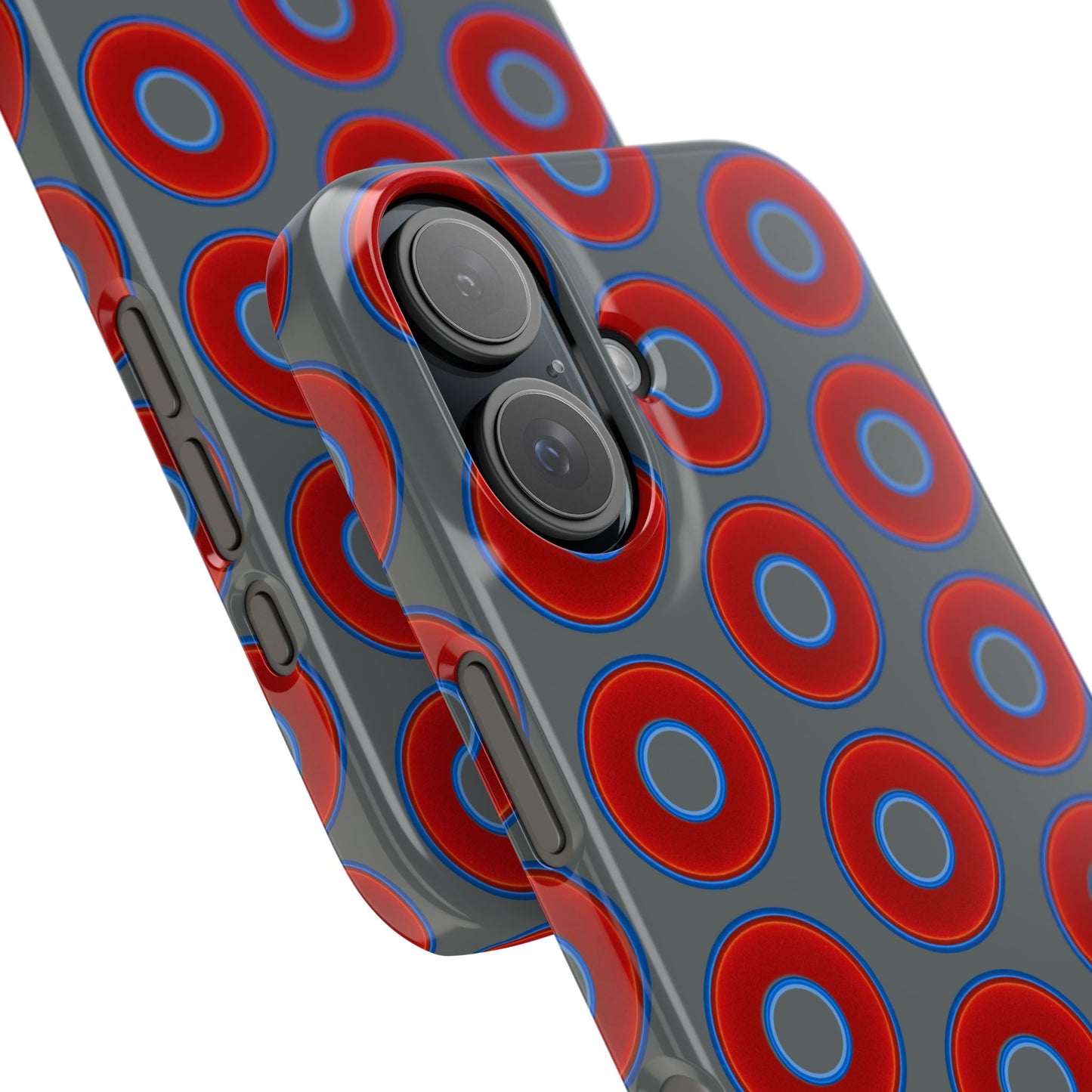 Lumpy Donut Snap Case - red vivid donut print w/dark gray background
