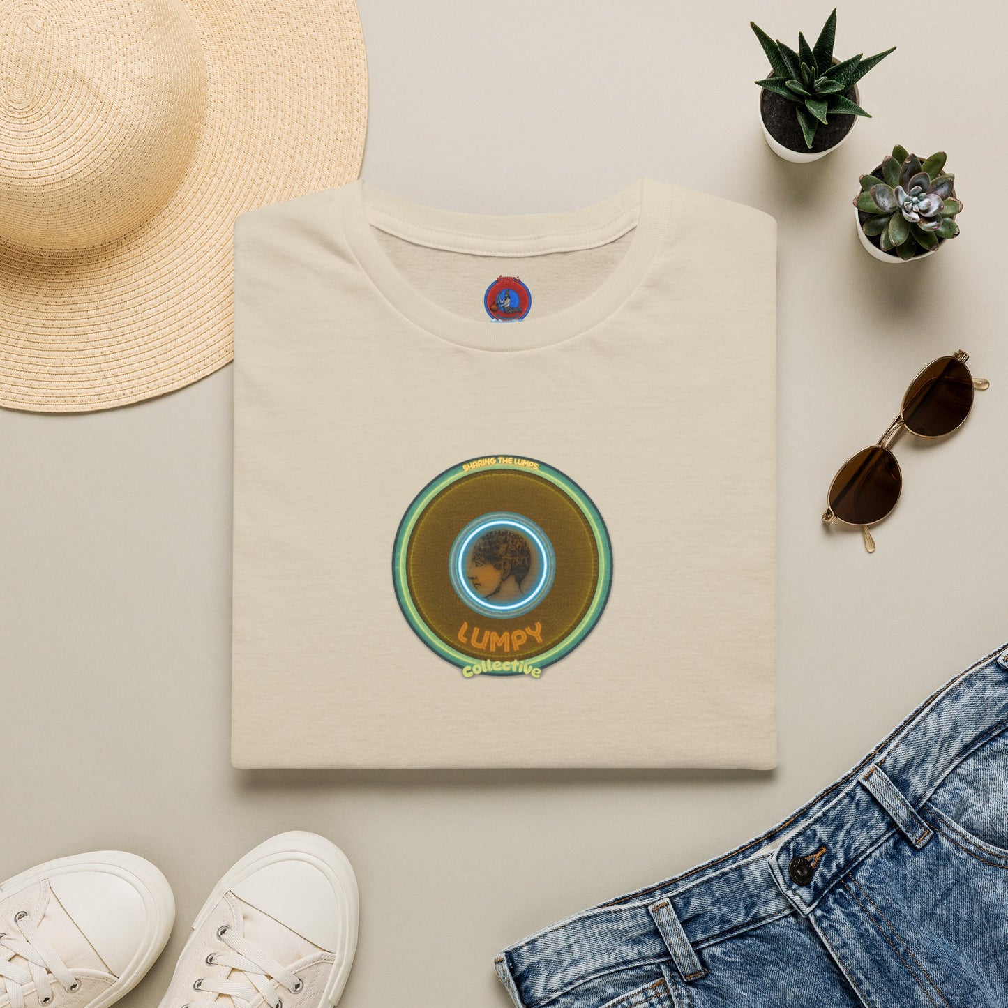 Classic Donut Tee - Unisex Soft-Style - "Lumpy Collective Donut" - bronze/green lumpy donut - variant 5