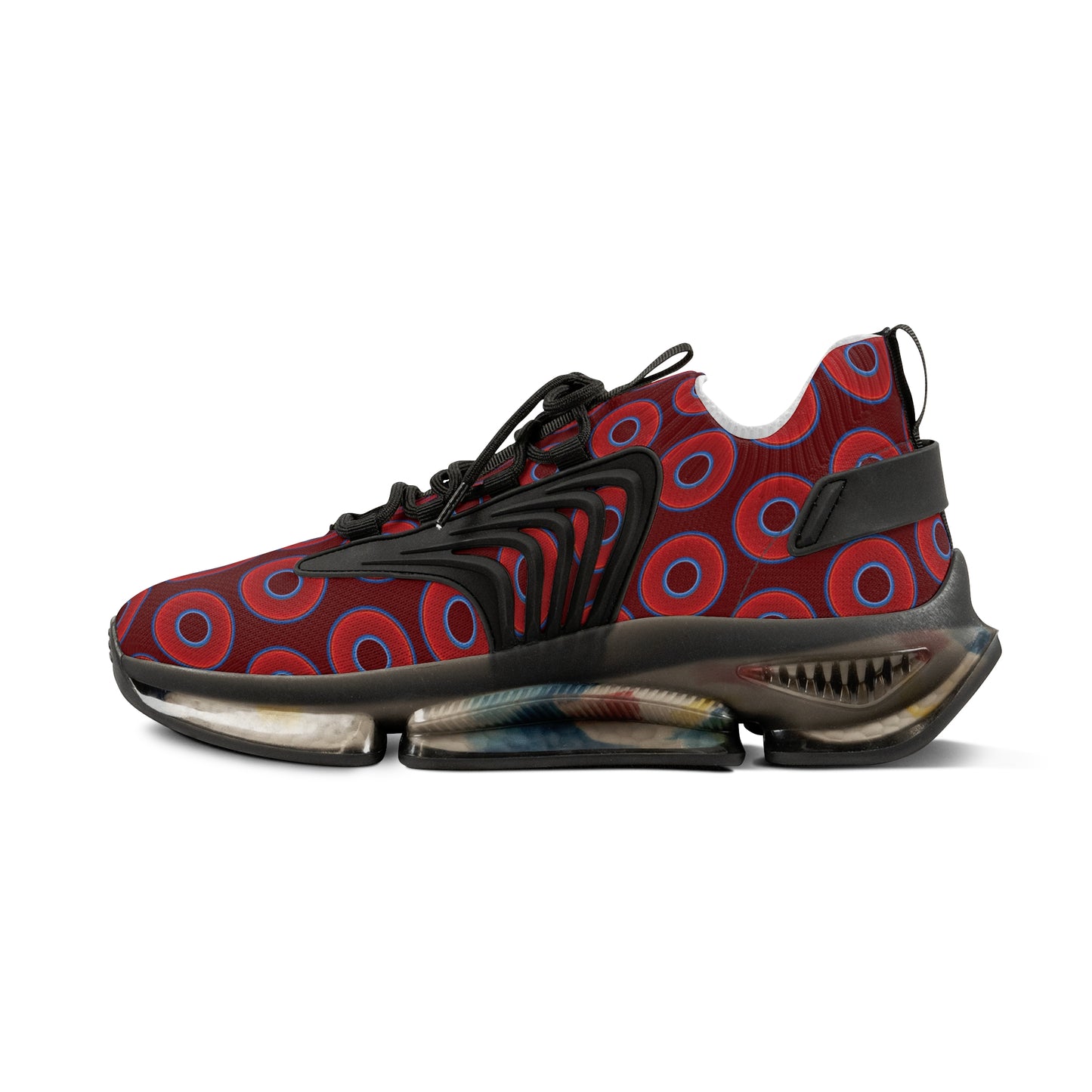 Donut Kicks - red vivid donut print w/dark red background