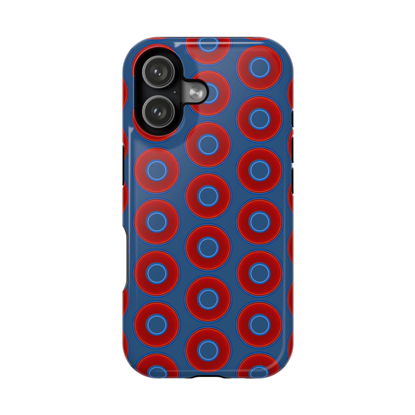 Magnetic Tough Donut Case - red vivid donut print w/light navy blue background