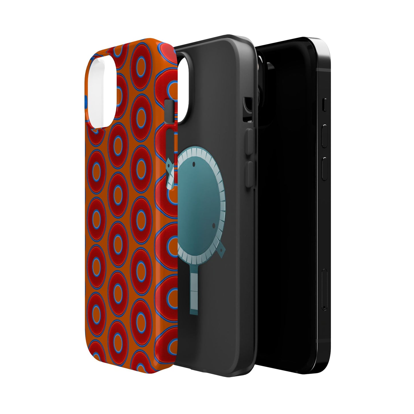 Magnetic Tough Donut Case - red vivid donut print w/dark orange background