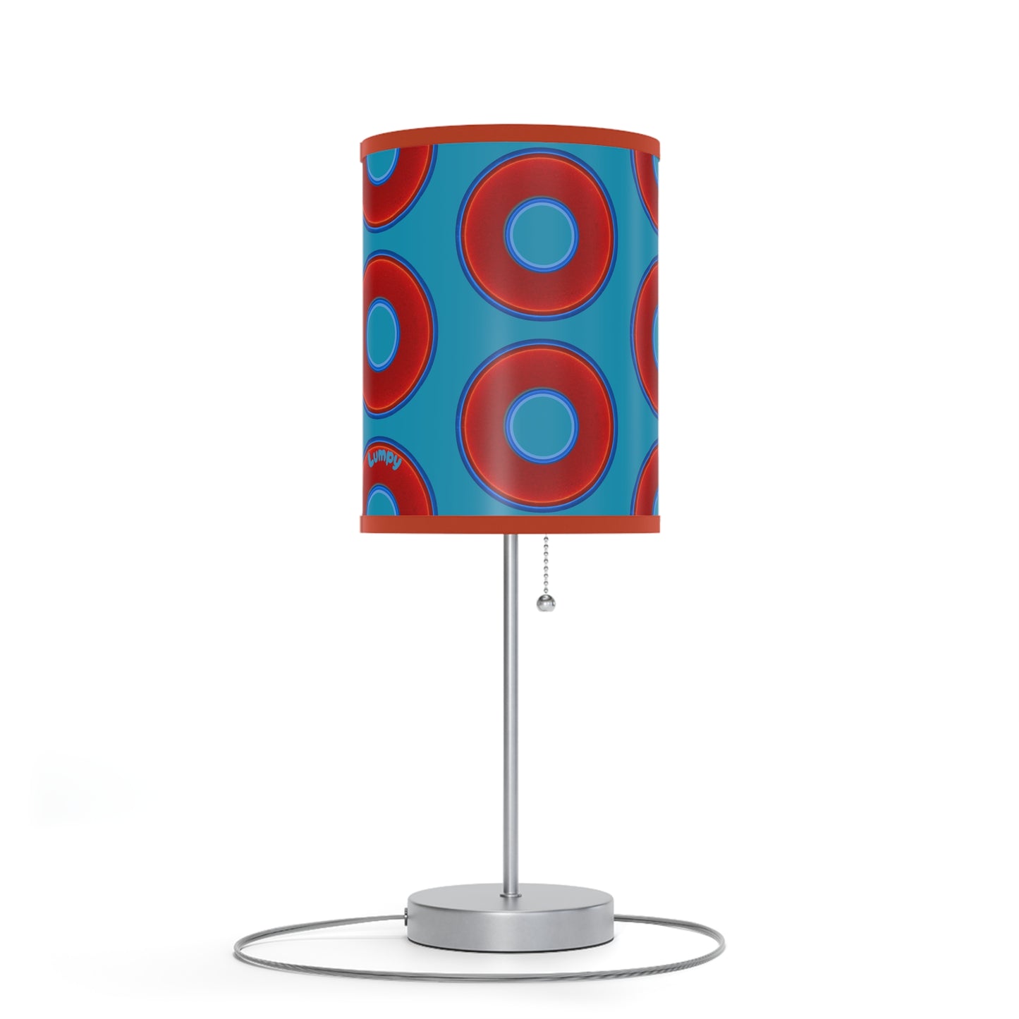 Lumpy Accent Lamps - red vivid donuts w/aquamarine blue background