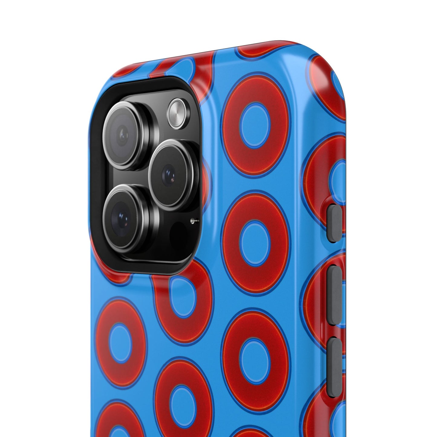Impact-Resistant Lumpy Donut Case - red vivid donut print w/sky royal blue background