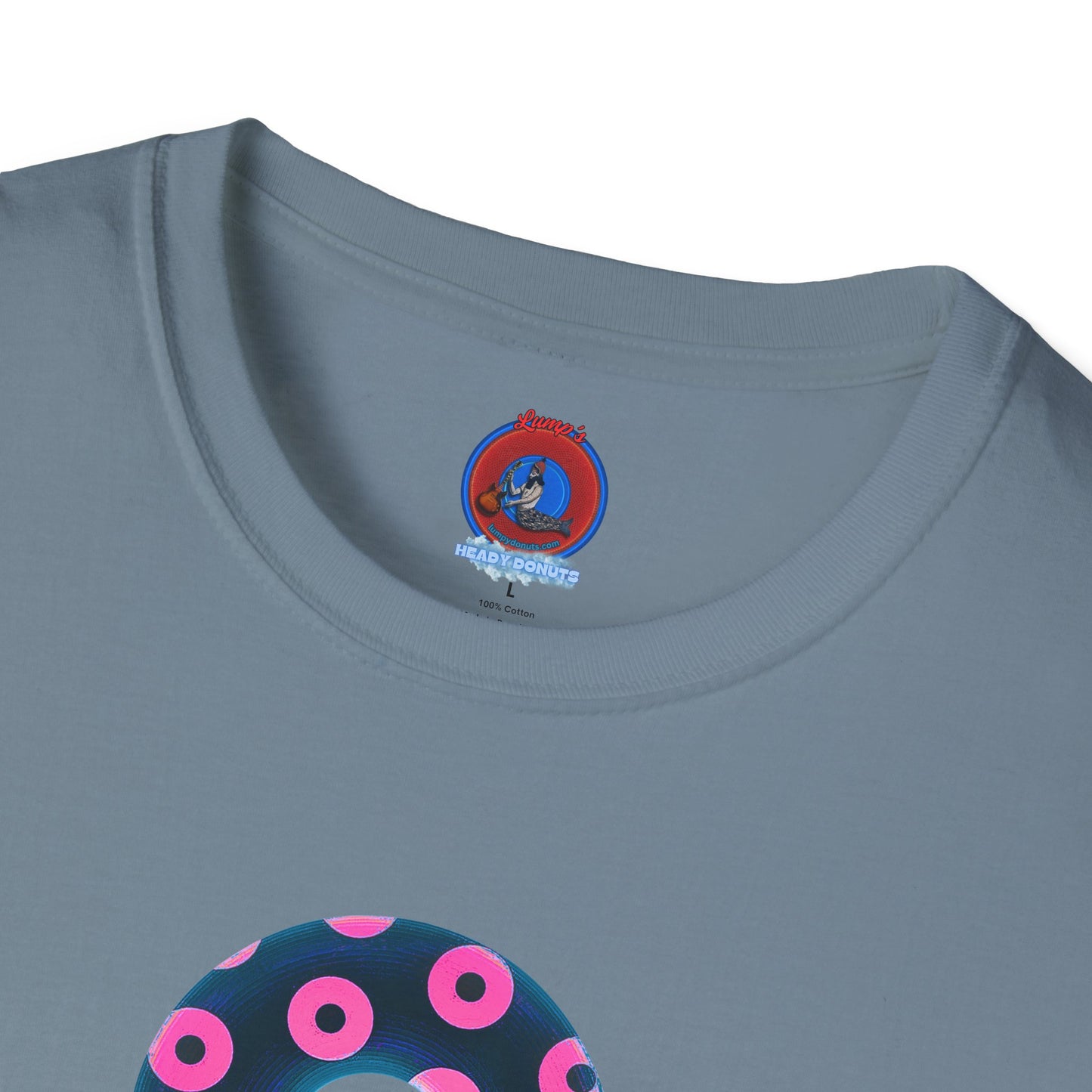 Copy of Plain Donuts/Unisex Soft-Style - "Plain Blimpy Paradoxical Donuts" - dark steel blue/vivid magenta donuts
