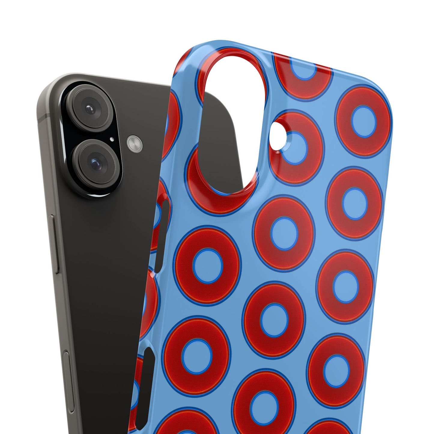 Lumpy Donut Snap Case - red vivid donut print w/light blue background
