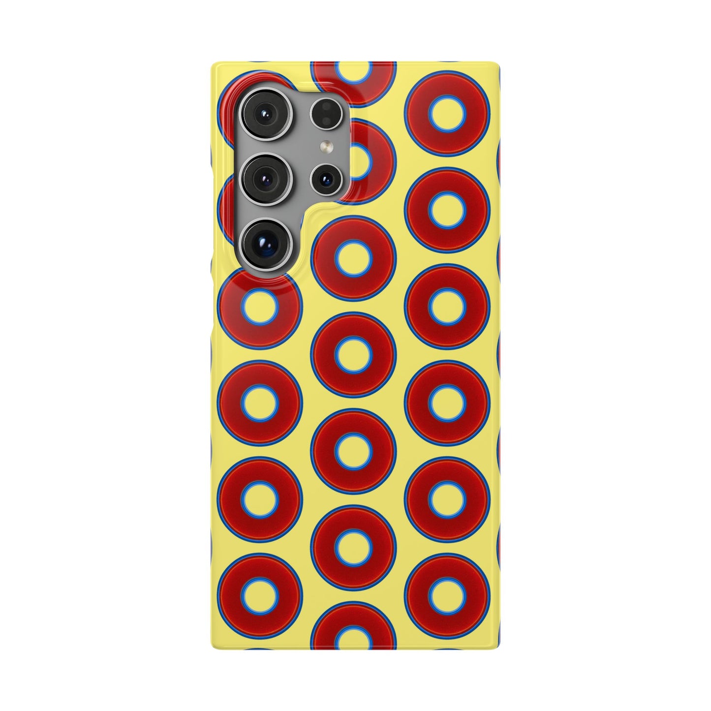Lumpy Donut Snap Case - red vivid donut print w/yellow background