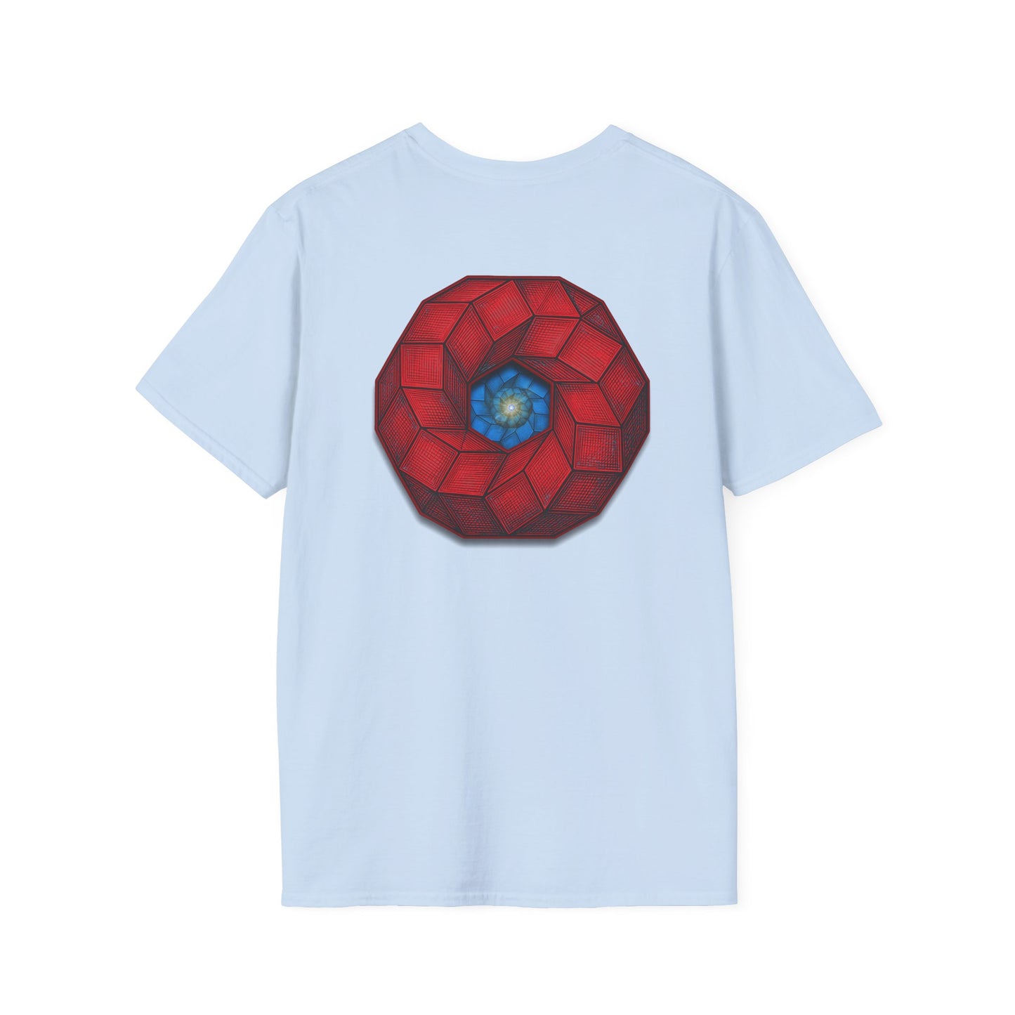Classic Donut Tee - Unisex Soft-Style - "The 9th Donut" - rustic red/blue cubed donut - variant 1