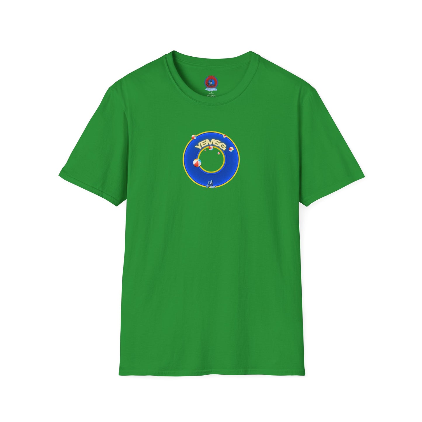 Donut Tee - Unisex Soft-Style - "The Donut's Secret Ingredient? MSG" - vivid blue/yellow donut - variant 2