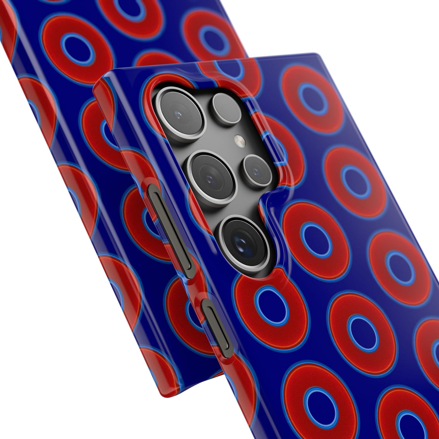 Lumpy Donut Snap Case - red vivid donut print w/vivid navy blue background