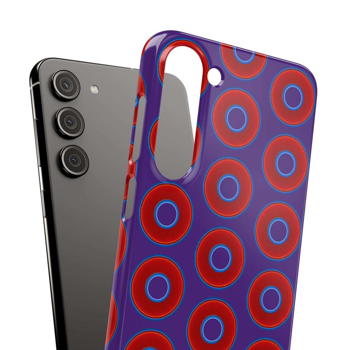 Lumpy Donut Snap Case - red vivid donut print w/dark purple background