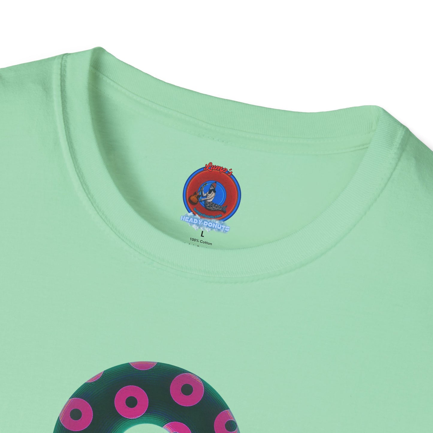 Plain Donuts/Unisex Soft-Style - "Plain Blimpy Paradoxical Donuts" - dark green/magenta donuts