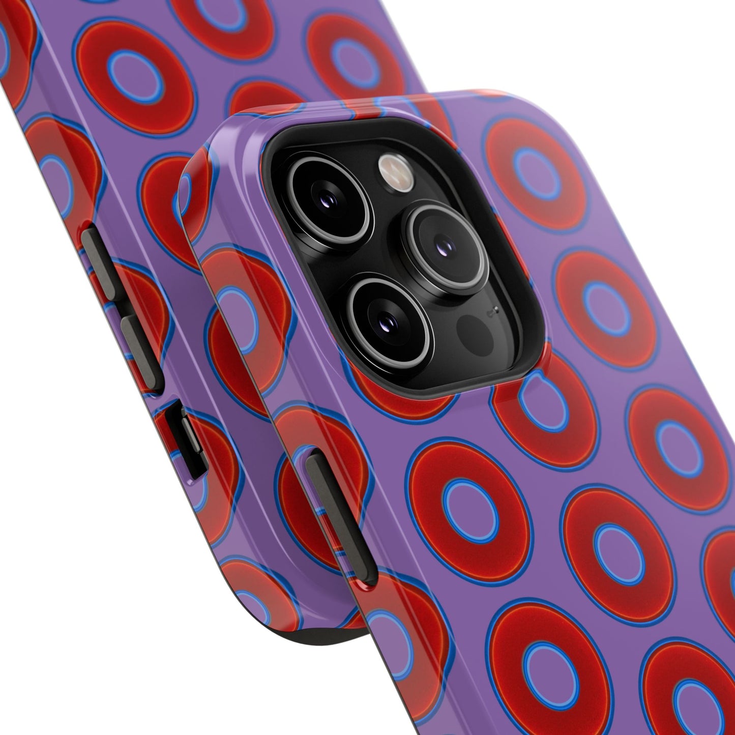 Impact-Resistant Lumpy Donut Case - red vivid donut print w/light purple background