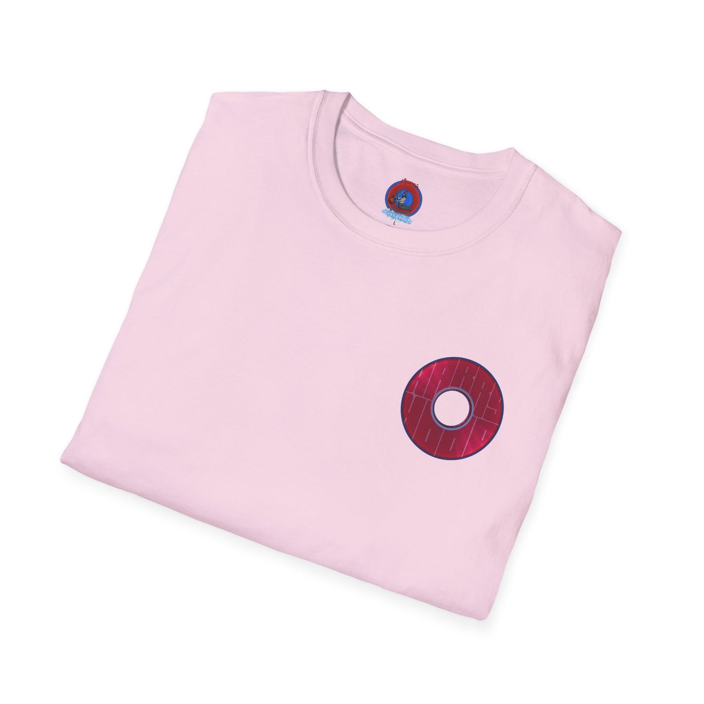 Classic Donut Tee - Unisex Soft-Style - "Harry Left His Donut Shirt" - series 1.0  - variant 1 - red/magenta donut - w/hole