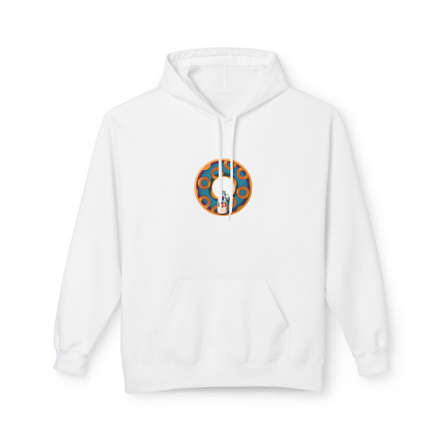 Fleece Harry Hoodies [Midweight Soft-style] - "Wooked Cream Dairy - YEMSG Donut" - blue/orange rustic paradox donut - variant 4