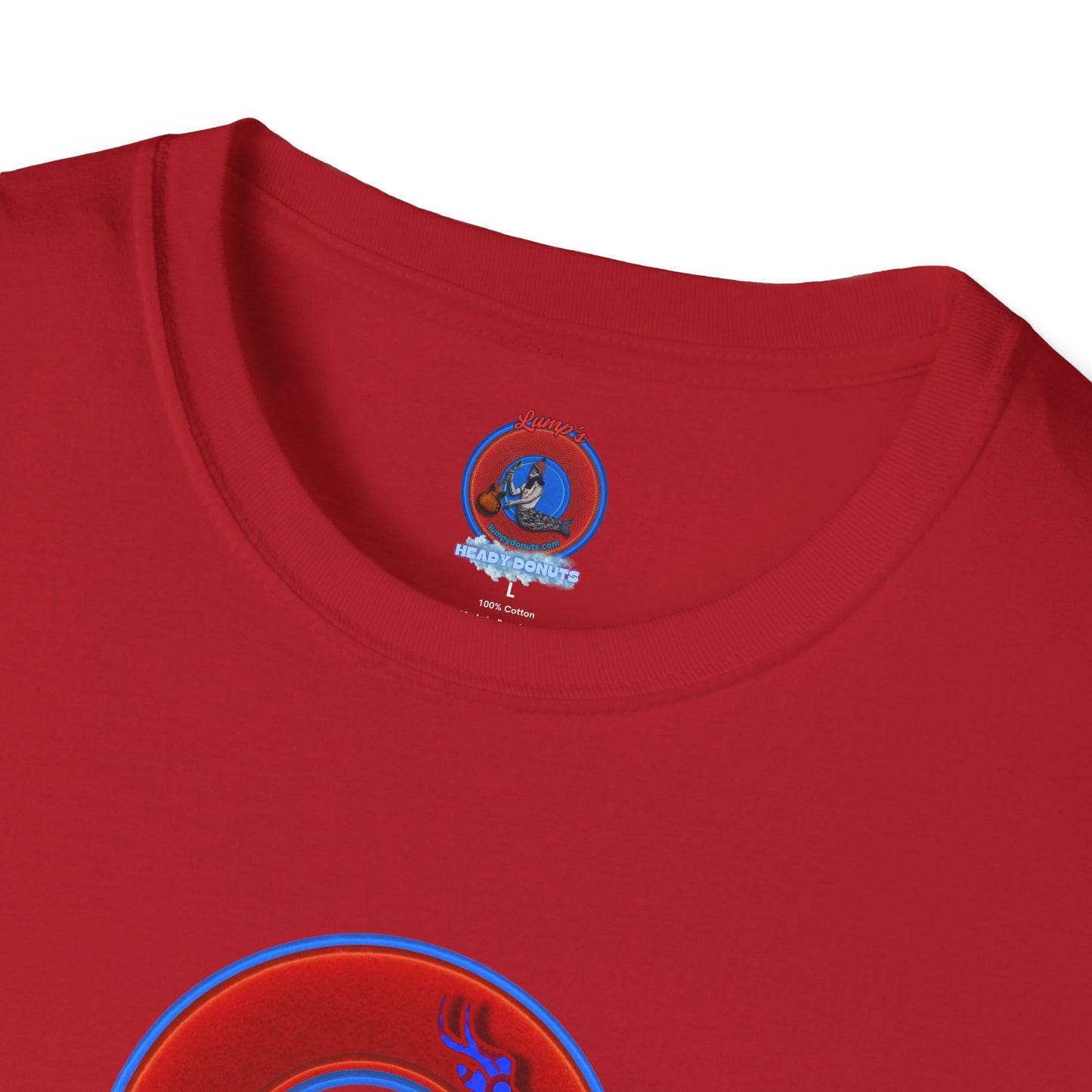 Classic Donut Tee - Unisex Soft-Style - "Out of Control Donut" - vivid red donut - variant 1