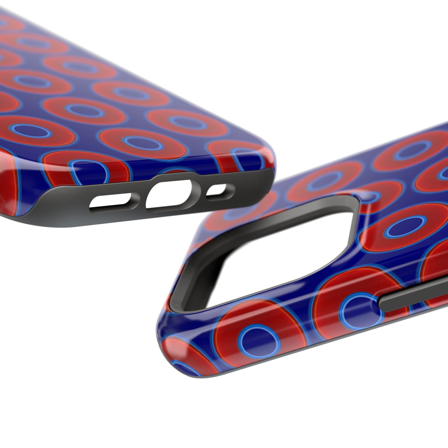 Magnetic Tough Donut Case - red vivid donut print w/vivid navy blue background