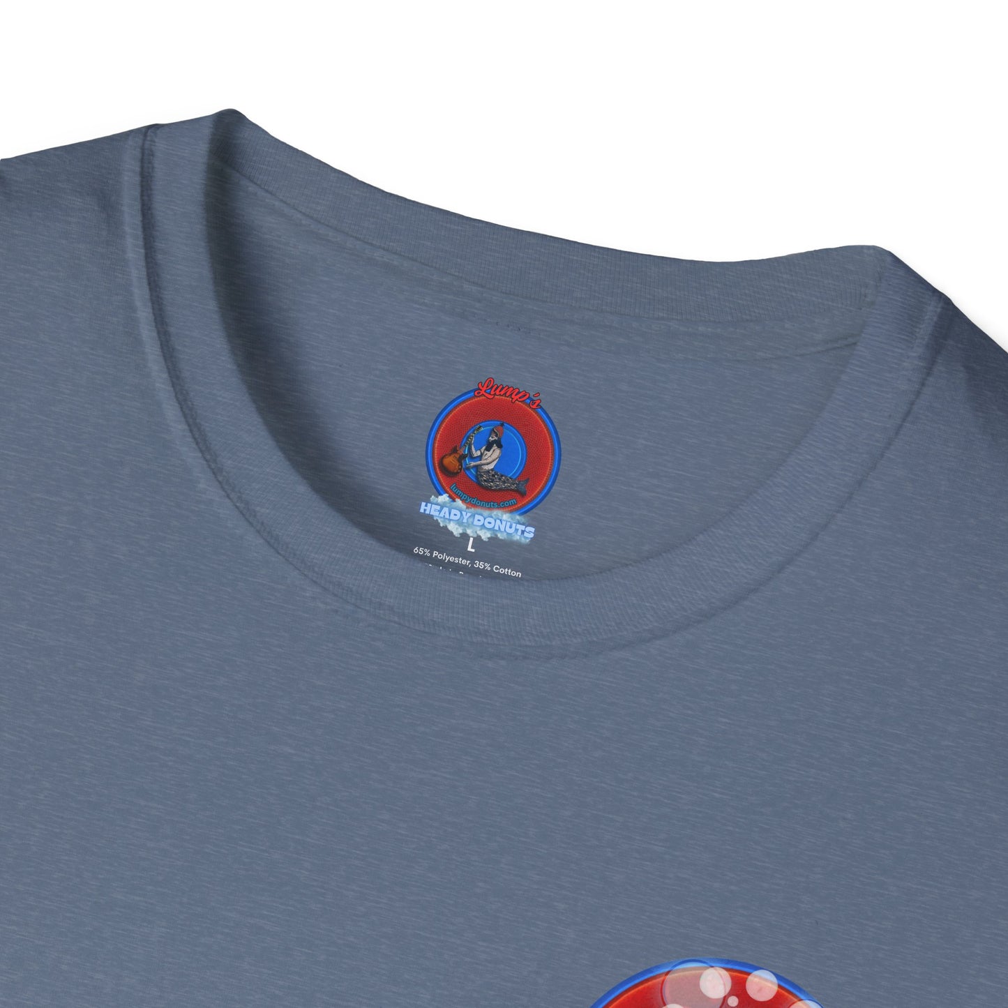 Classic Donut Tee - Unisex Soft-Style - "Bubbler's Donut Tee" - vivid red/blue donut