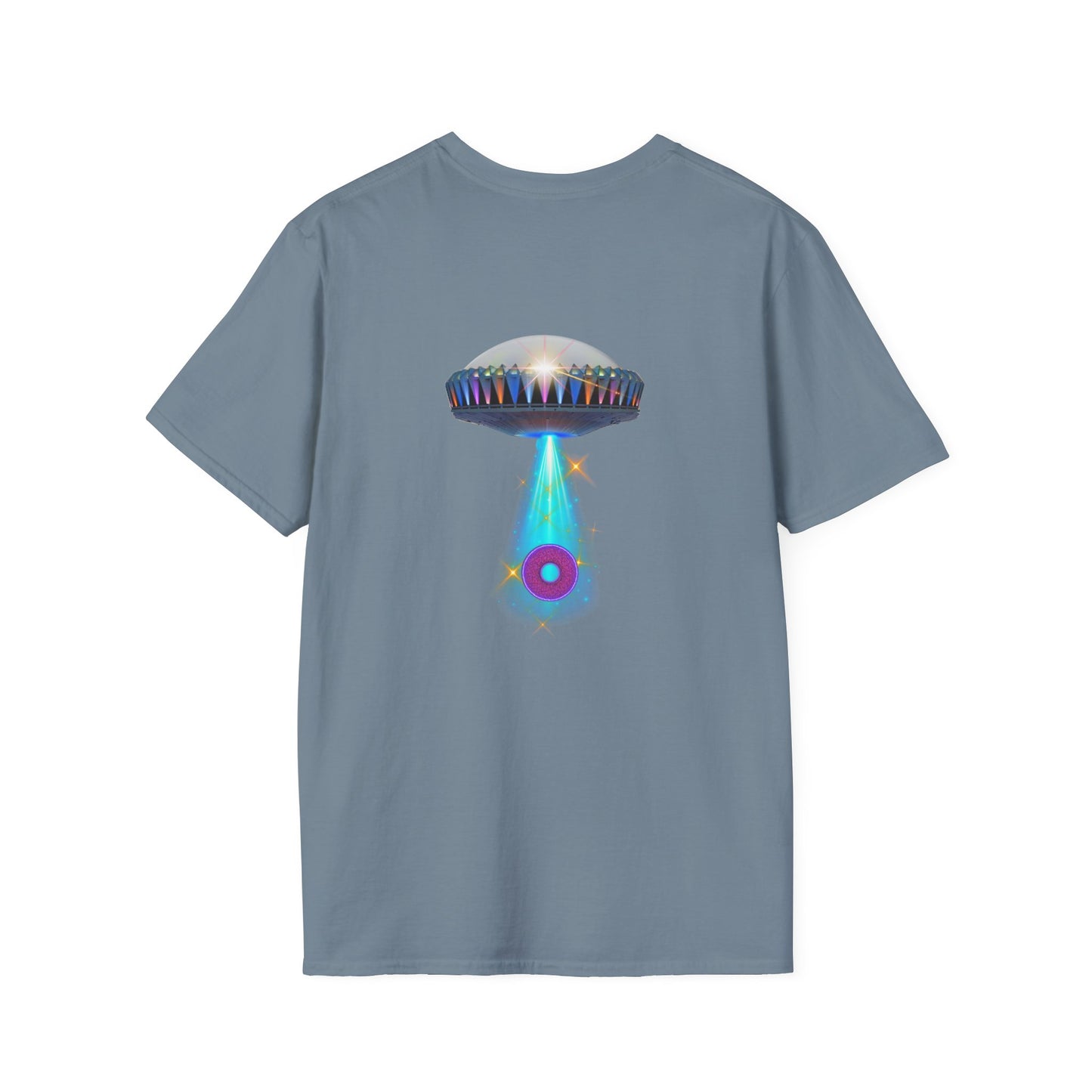 Classic Donut Tee - Unisex Soft-Style - "Donuts now Served on the Mothership" - series 1.0  - variant 6  - tractor-beamed donut