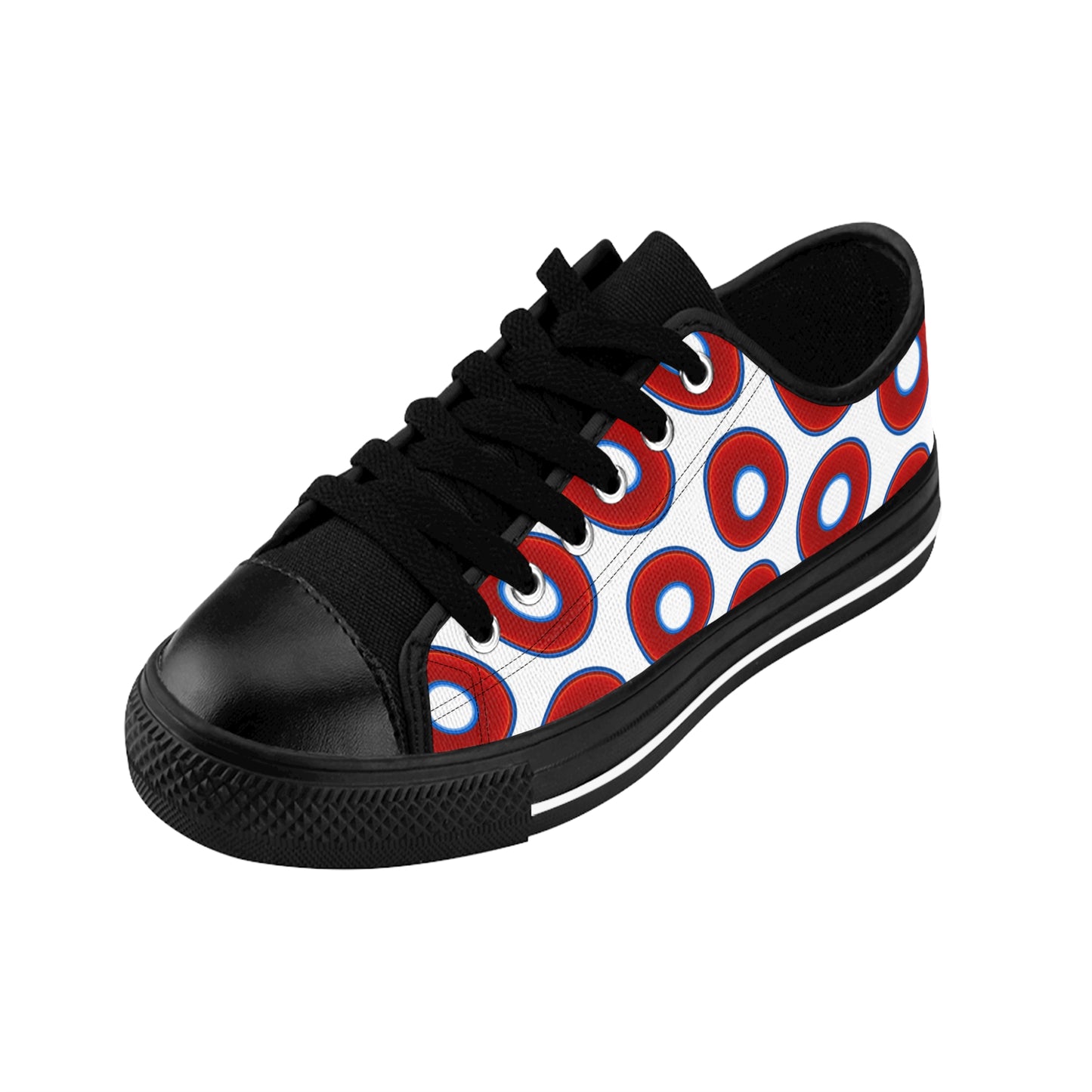 Women's Cushiony Convectors - Low Top - large red vivid donut print w/white background