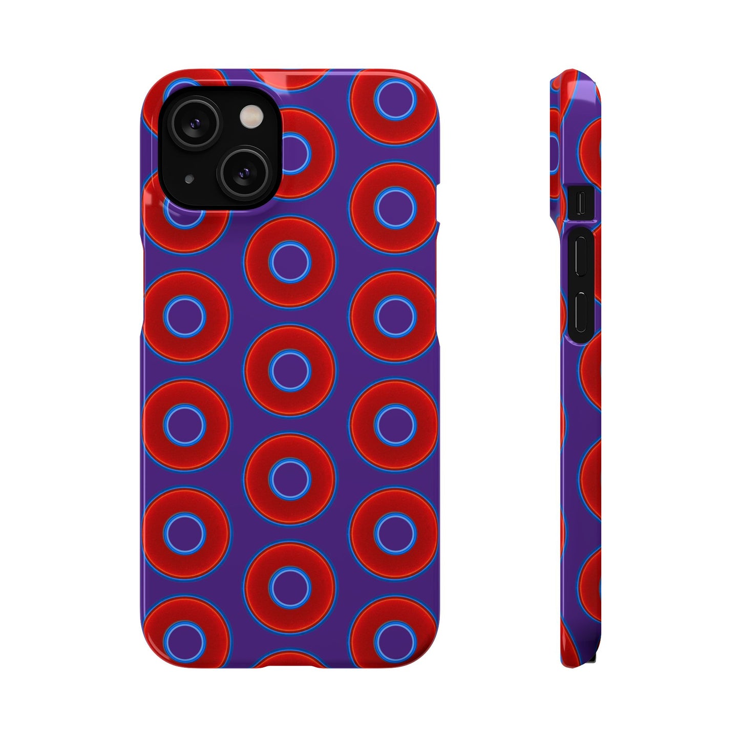 Lumpy Donut Snap Case - red vivid donut print w/dark purple background