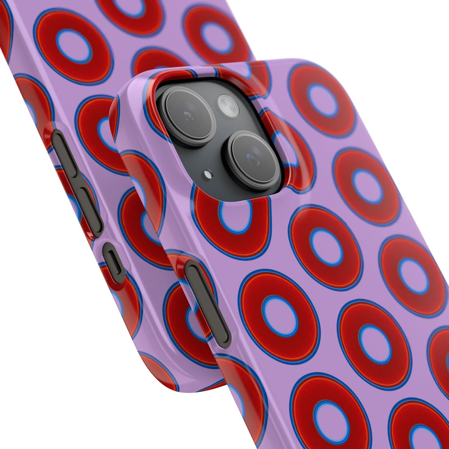 Lumpy Donut Snap Case - red vivid donut print w/wisteria purple background