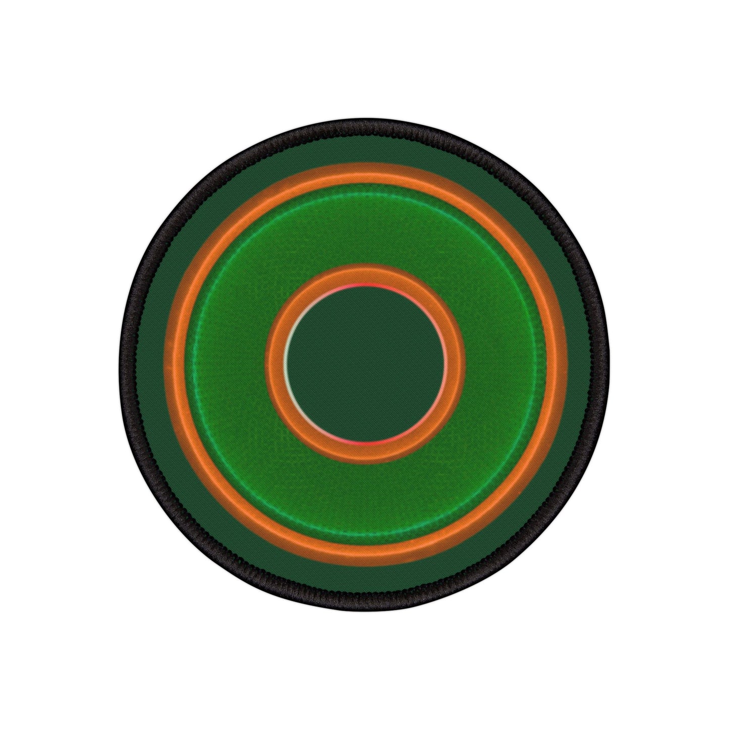 Iron-On Donut Patch - "Plain Rustic Donut" - green/orange rustic donut