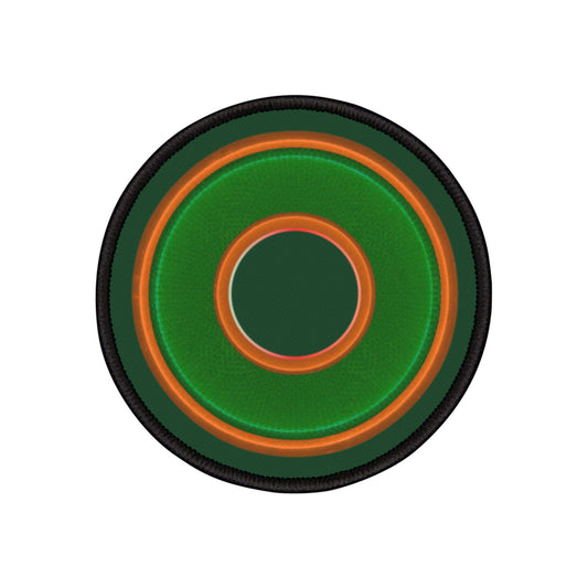 Iron-On Donut Patch - "Plain Rustic Donut" - green/orange rustic donut