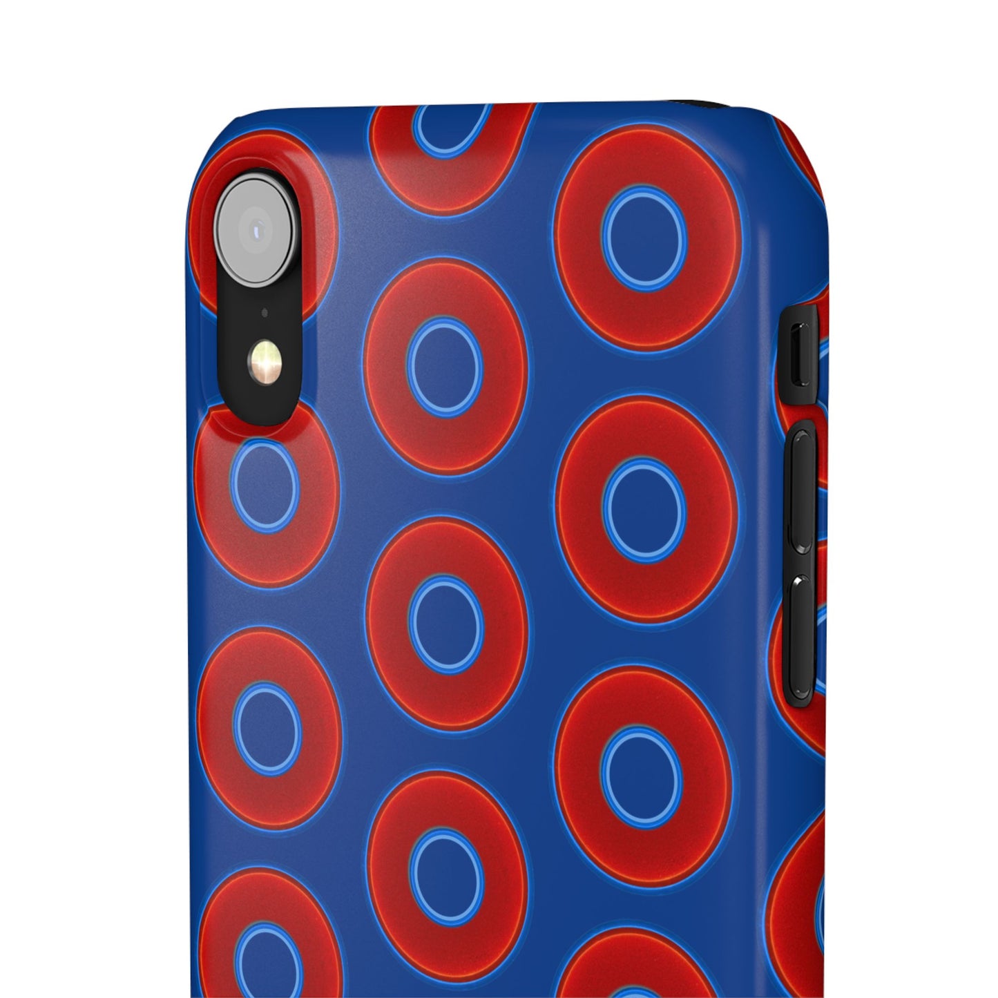 Lumpy Donut Snap Case - red vivid donut print w/dark blue background