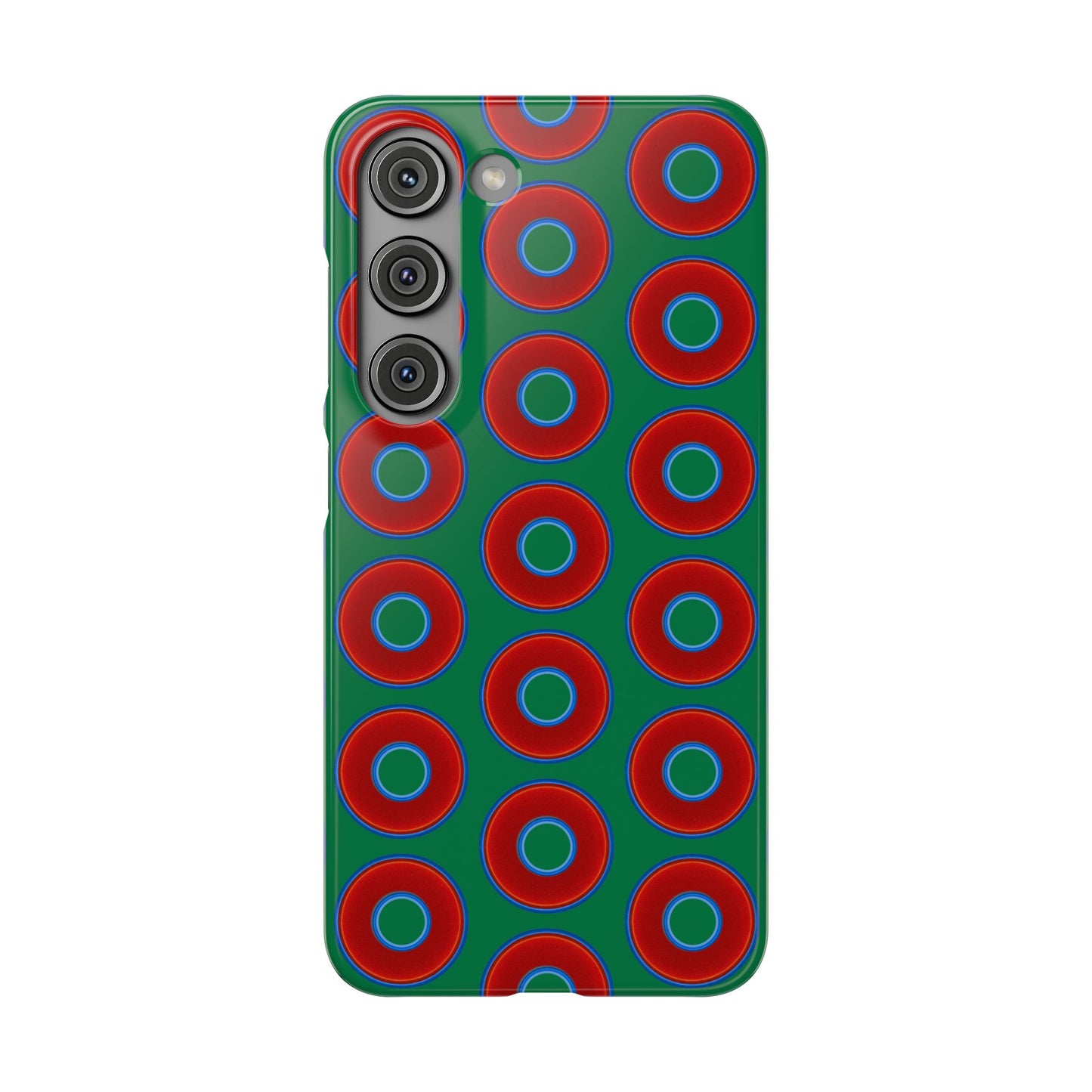 Lumpy Donut Snap Case - red vivid donut print w/green background