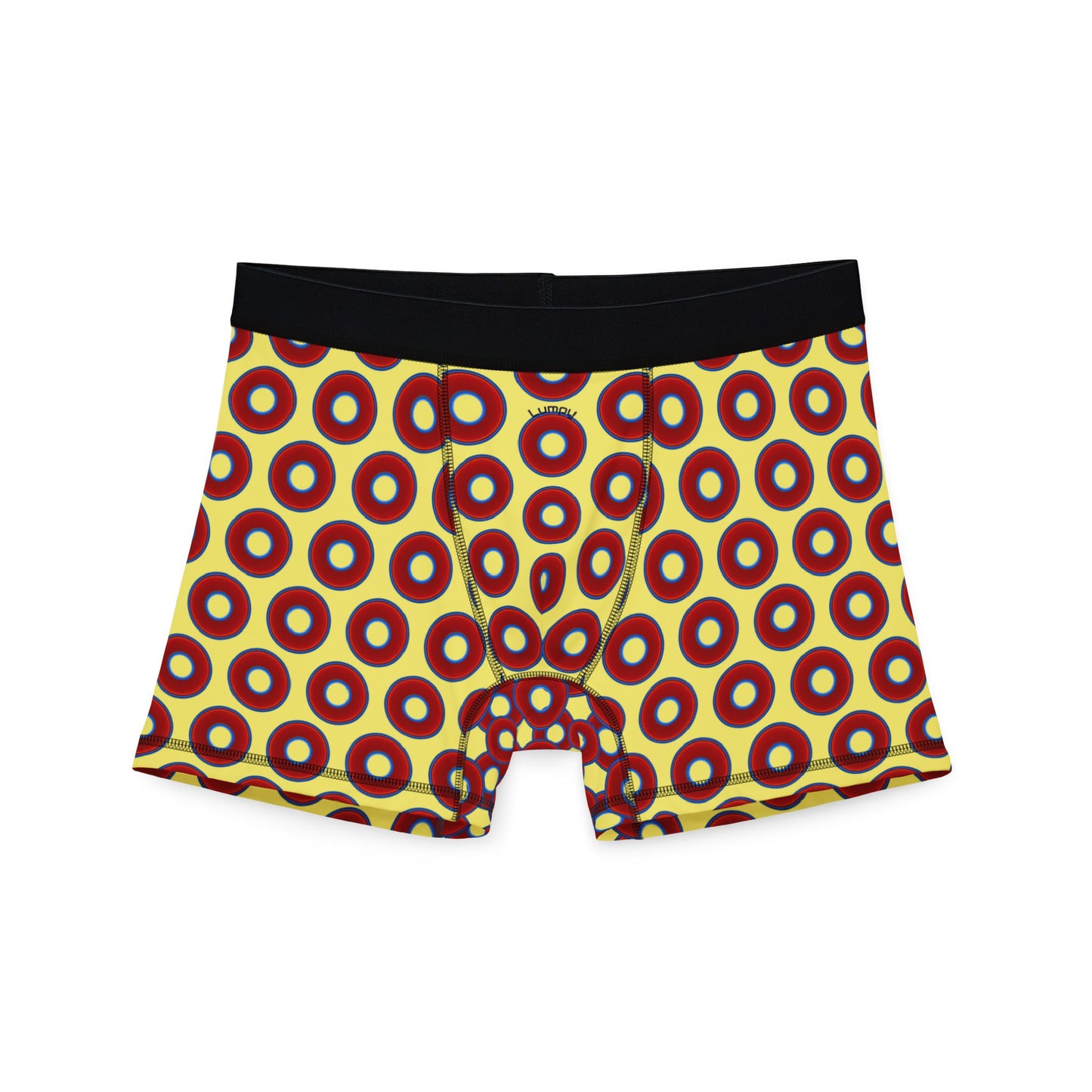 Men's Donut Boxers - red vivid donuts w/yellow background